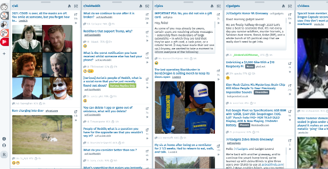 O Deck for Reddit fornece um layout de colunas do tipo Tweetdeck para subreddits