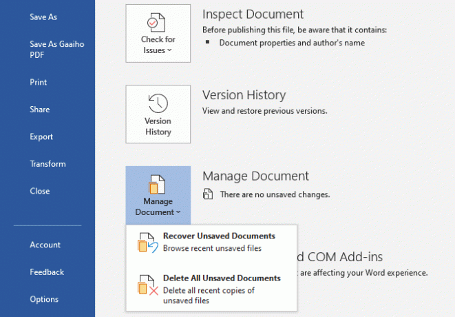 microsoft office 2019 recuperar documentos não salvos