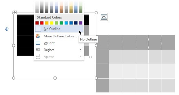 Use este truque para melhorar o posicionamento da tabela no Microsoft Word MSWord Text Box Outline