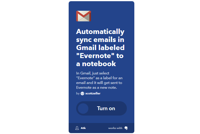 O melhor guia IFTTT: use a ferramenta mais poderosa da Web como um profissional 47IFTTT SelectiveGmailsToEvernote