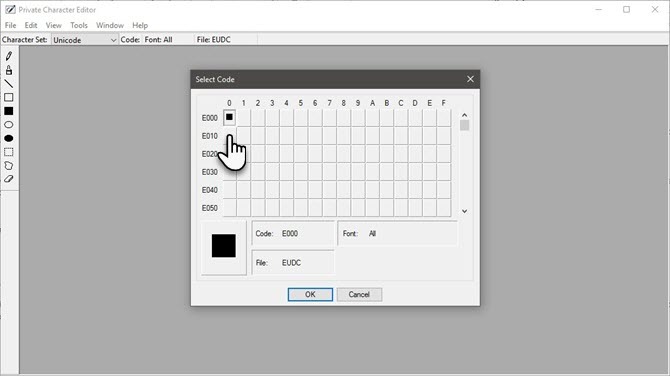 Editor de caracteres particulares