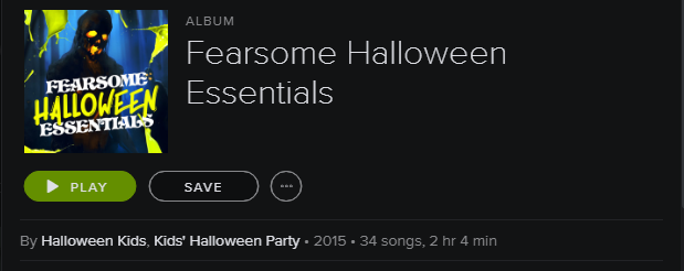 Lista de reprodução do Spotify - Fearsome Halloween Essentials