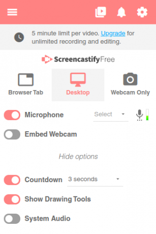 screencastify ferramenta de áudio de gravação de chromebook
