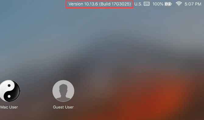 Informações do sistema na tela de login do Mac