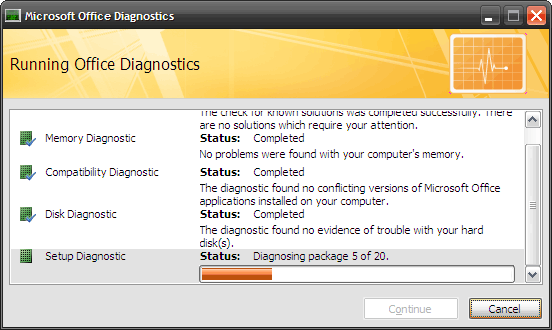 Como corrigir problemas do Microsoft Office com o teste do MS Office Diagnostics 4