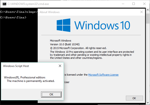 Licença do Windows 10 Build 10240