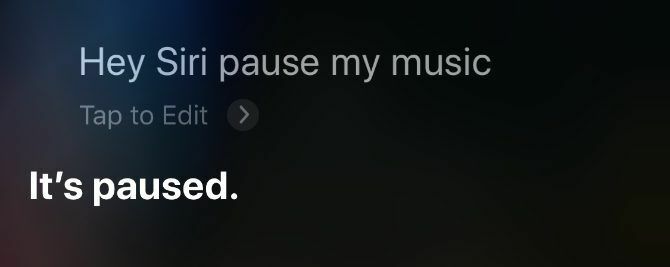 Tela Siri pausando músicas no iPhone