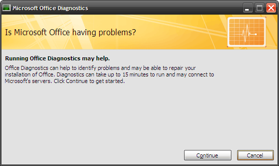 Como corrigir problemas do Microsoft Office com a primeira janela do MS Office Diagnostics 2