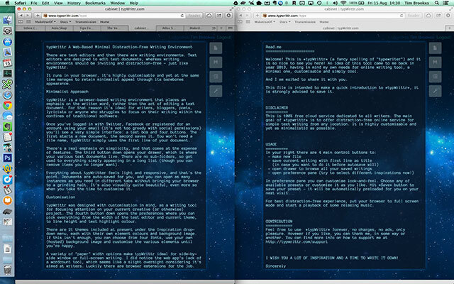 typWrittr: um ambiente de escrita personalizável e sem distrações no navegador, lado a lado