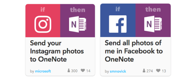 Exemplo de Integração Social OneNote With IFTTT