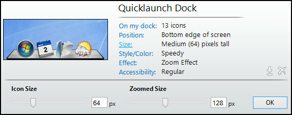 ObjectDock: personalize rapidamente sua área de trabalho e aumente sua funcionalidade [Windows] Tamanho da página inicial das configurações do ObjectDock