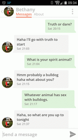 Linha de captação do Tinder Animal Spirit.