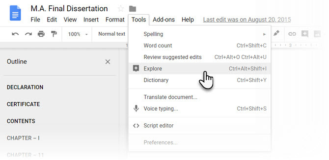 Exploração do Google Docs