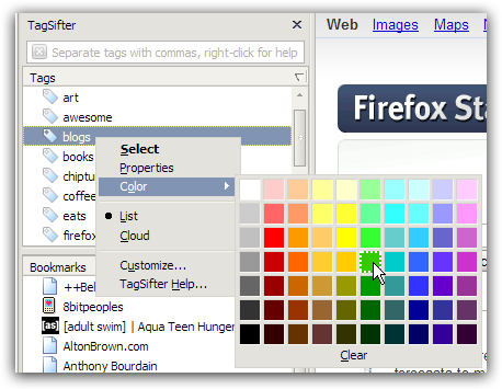 Os vencedores do 'Extend Firefox' - Best Firefox Addons tagsifter