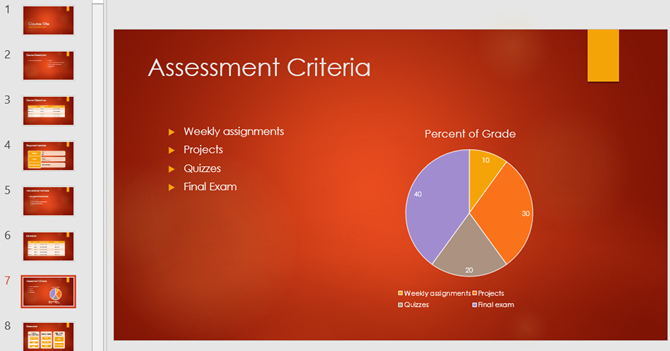 Modelo do powerpoint - visão geral do curso acadêmico