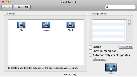 GeekTool - Exibir informações do sistema no Mac nas preferências do estilo 01c GeekTool 3