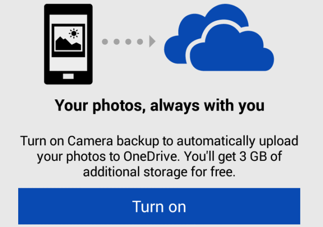 Backup da câmera do OneDrive