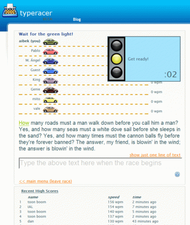 TypeRacer - Jogo de Digitação