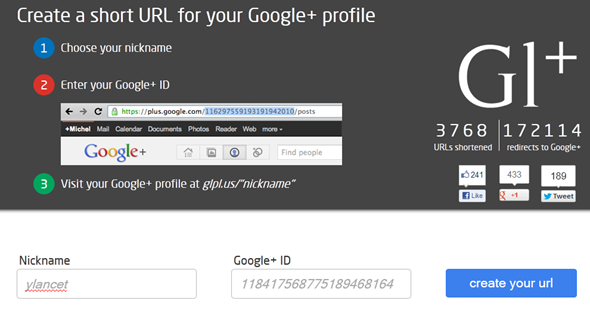 URL do Google Plus