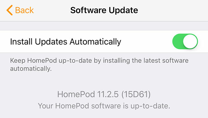 Atualização do software HomePod