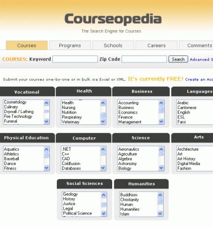 diretório de cursos universitários