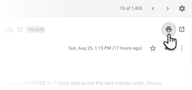 Clique no ícone Imprimir E-mail do Gmail 