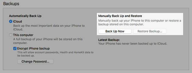 fazer backup e restaurar manualmente o iphone