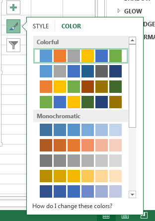 Predefinições de cores do Excel