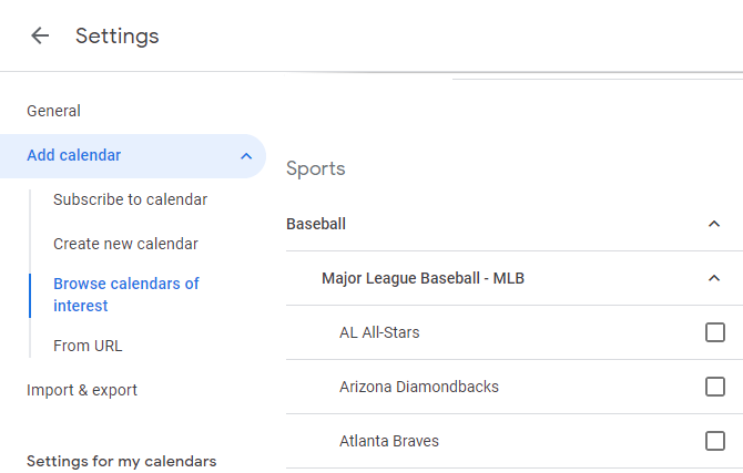 Agenda de esportes do Google Agenda