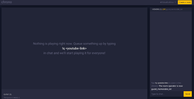 O Chrono Tube é uma sala de bate-papo anônima para compartilhar e assistir vídeos do YouTube juntos