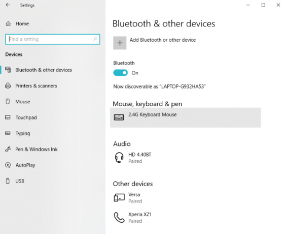 Configurações de Bluetooth Windows 10