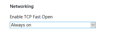 configurações de borda da microsoft - TCP fast open