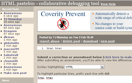 3 pranchetas de Internet para compartilhar notas e snippets de código pastebin