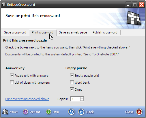 Crie suas próprias palavras cruzadas (Windows) 8 print screen crossword