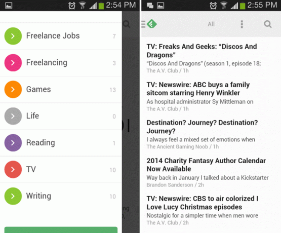 recursos do Android-feedly