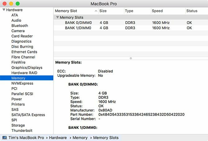 Relatório do sistema macOS