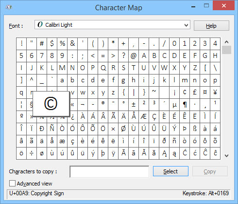 mapa de caracteres