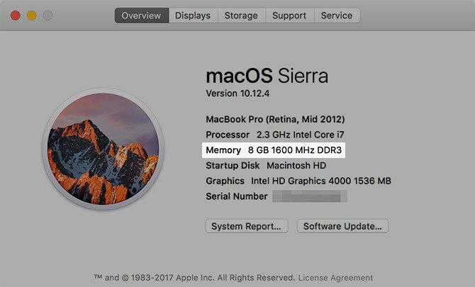 Sobre este Mac Verifique as informações de memória