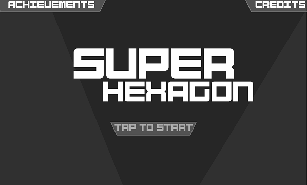 Tela inicial do Super Hexagon