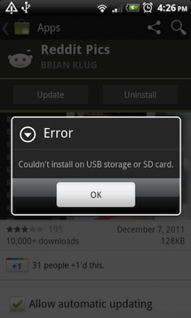 erro de instalação do android