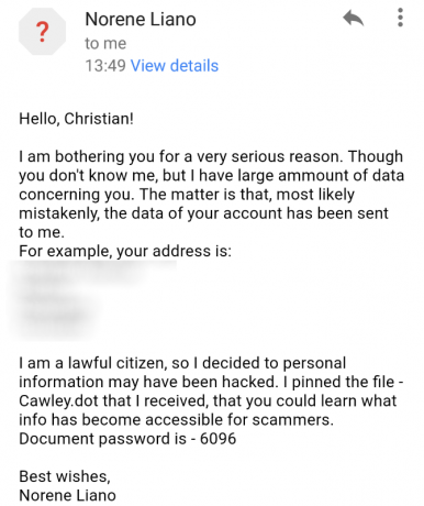 Não se deixe enganar por este novo esquema "útil" de e-mail muo new scam email