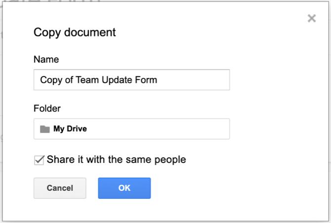 Formulário de cópia de formulários do Google