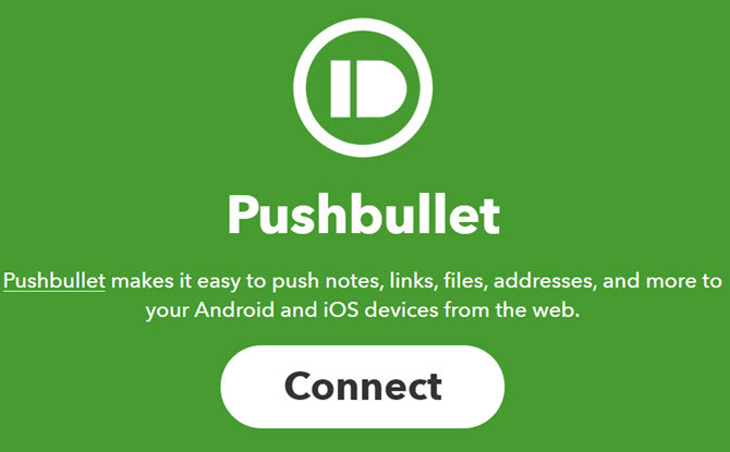 Pushbullet conectar com IFTTT