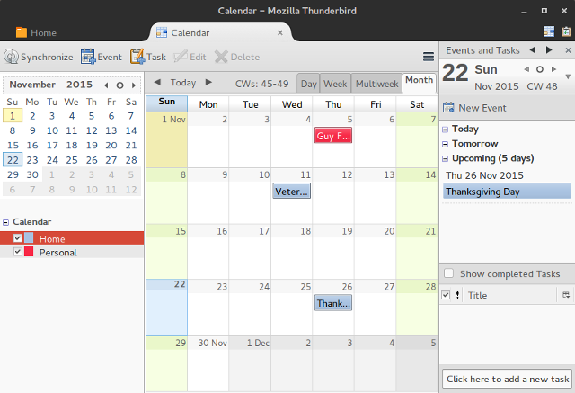 calendários-linux-thunderbird