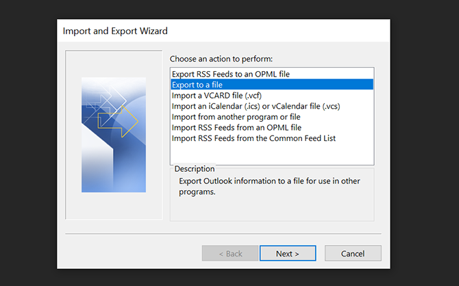exportar e-mails do Outlook para um arquivo