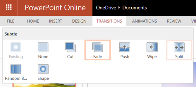 comparação powerpoint online vs. powerpoint 2016