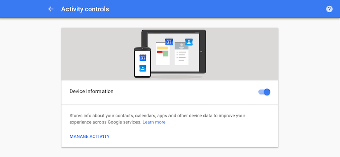 Desativar informações do dispositivo Google Android