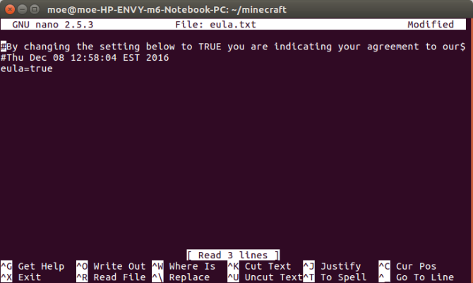 minecraft eula true