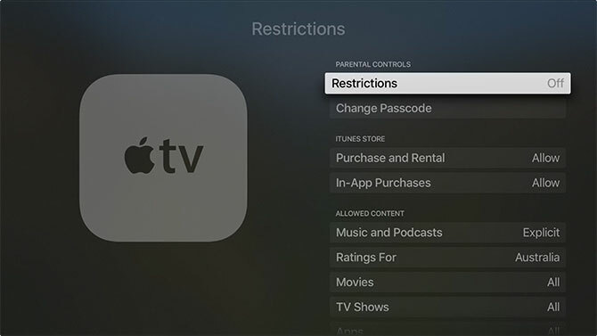 Como configurar e usar as restrições da Apple TV da Apple TV 1