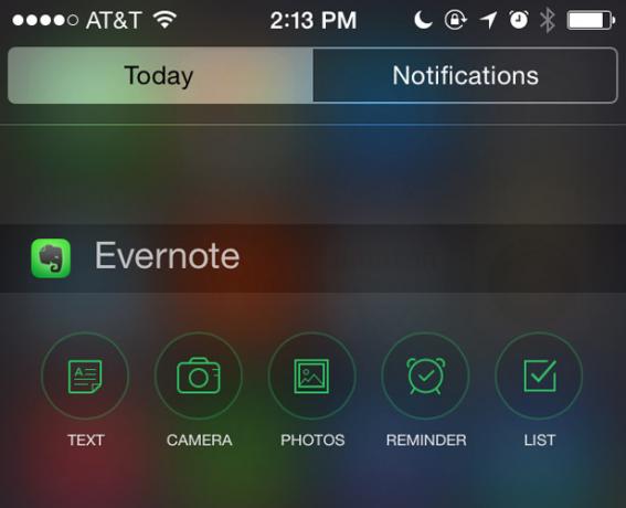 Widget do Evernote